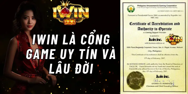 Giấy phép hoạt động hợp pháp của iwin