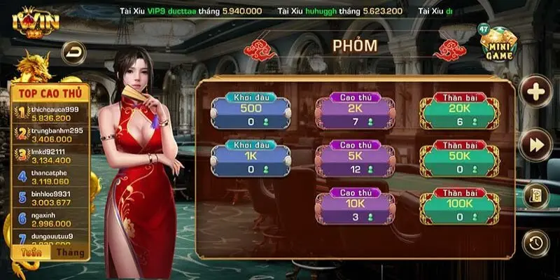 Phỏm online Iwin được yêu thích